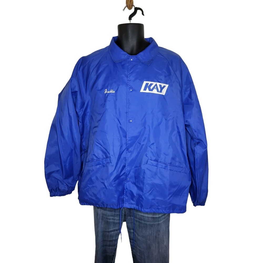 Vintage Cardinal Snap-Up Coach Jacket‎ Men's Size XL Blue Embroidered Workwear